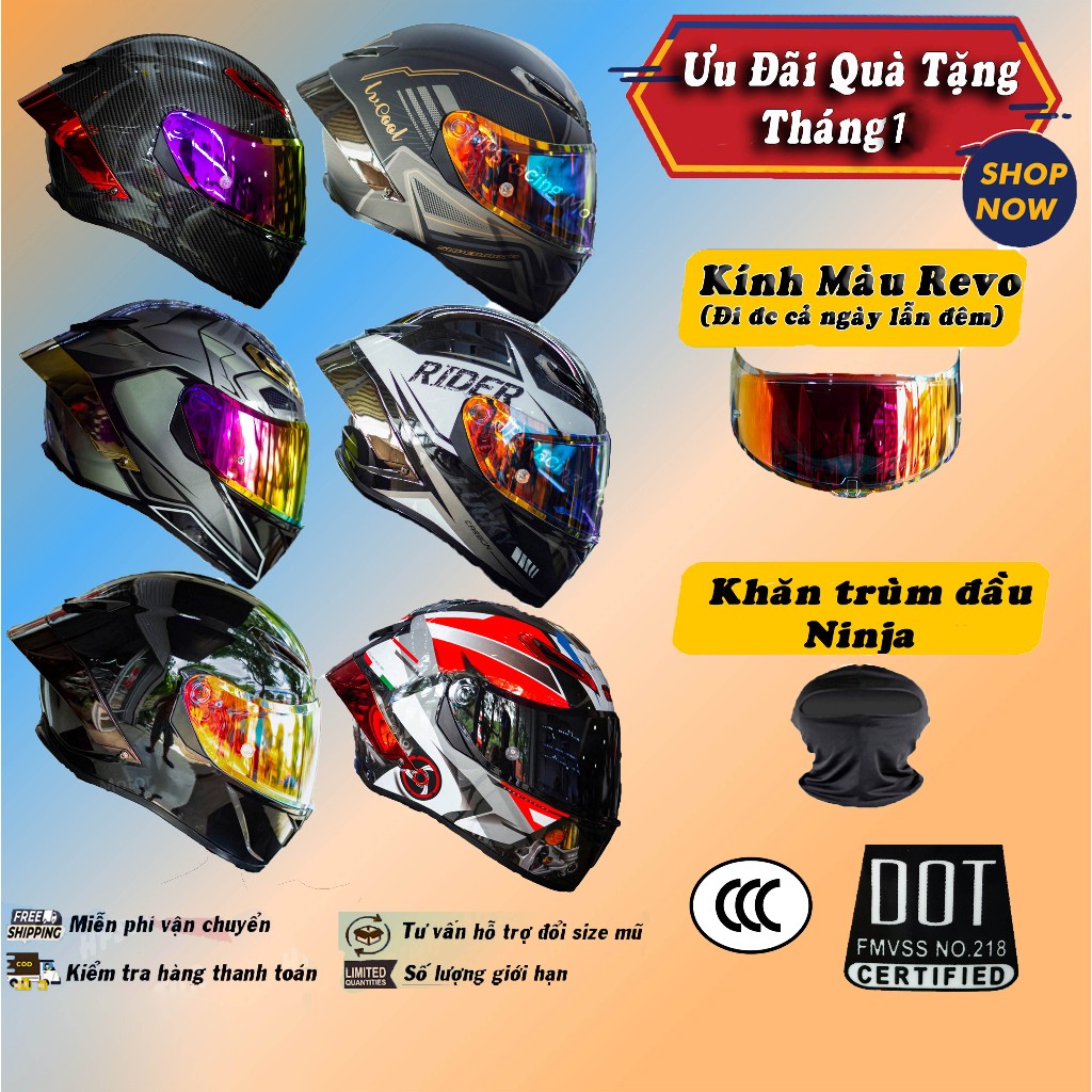 Mũ Bảo Hiểm Fullface LVCool - Mũ Bảo Hiểm Chính Hãng - Mũ Lv Cool