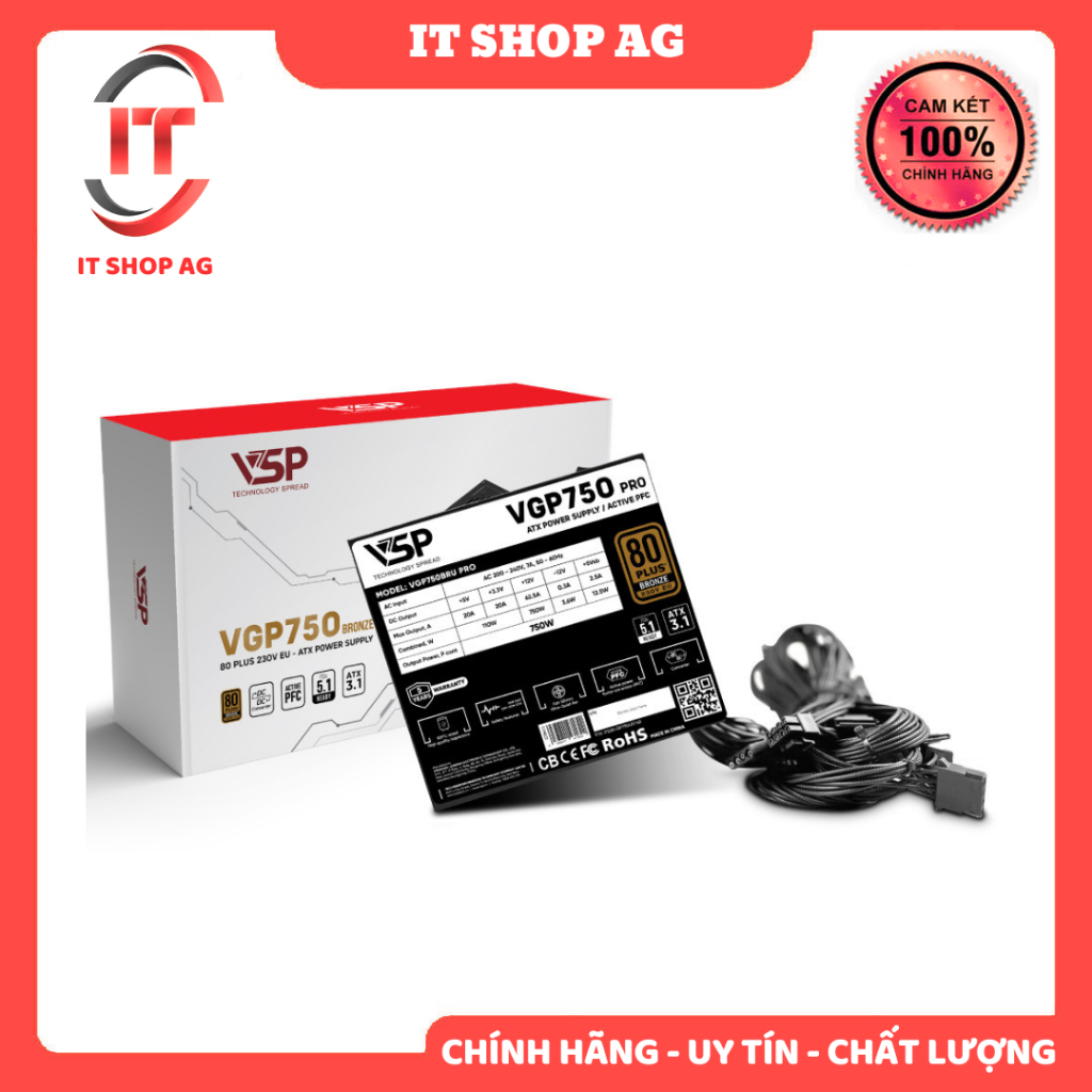 Nguồn VSP VGP750BRU Pro - 750W - 80PLUS Bronze 230V EU Chính hãng phân phối