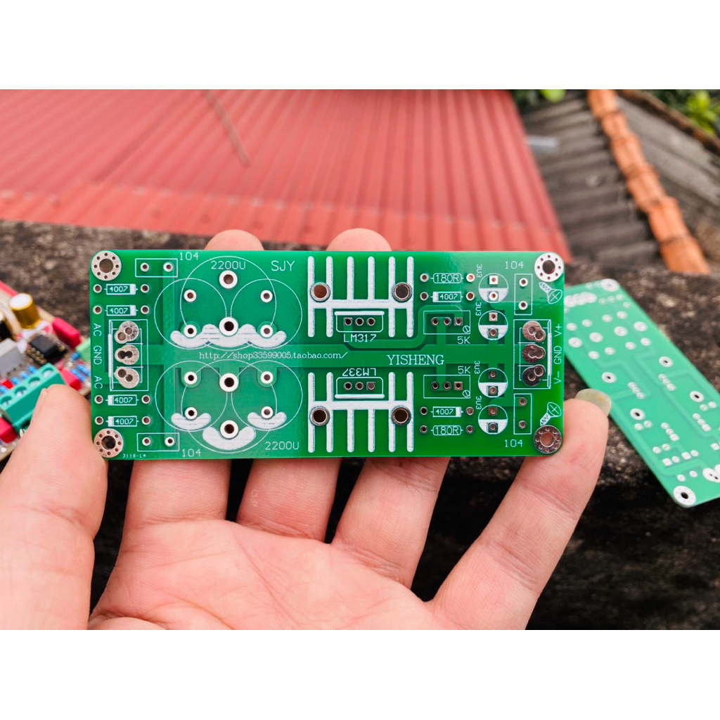 PCB trống  ổn áp nguồn đôi dùng Lm317,lm337 .