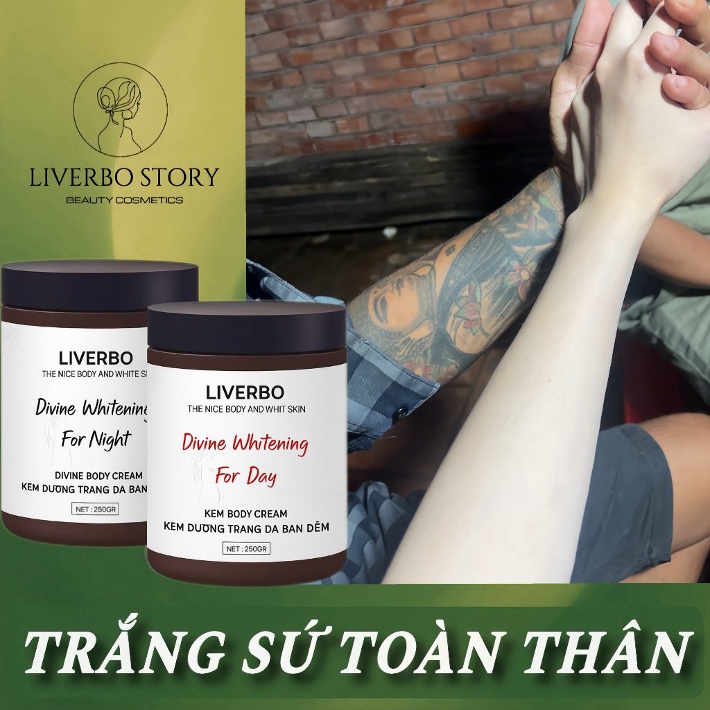 Kem trắng da body DIVINE WHITE - Kem dưỡng trắng da toàn thân (2 hủ ngày + đêm) F10