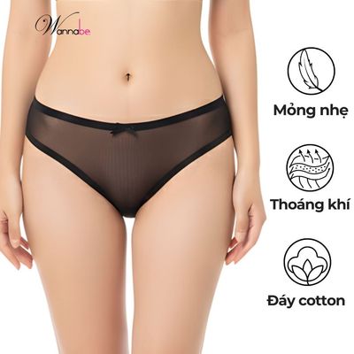 Quần lót nữ WANNABE quần chíp lưới thoáng khí đơn giản mặc hằng ngày co giãn nhiều màu QLL08