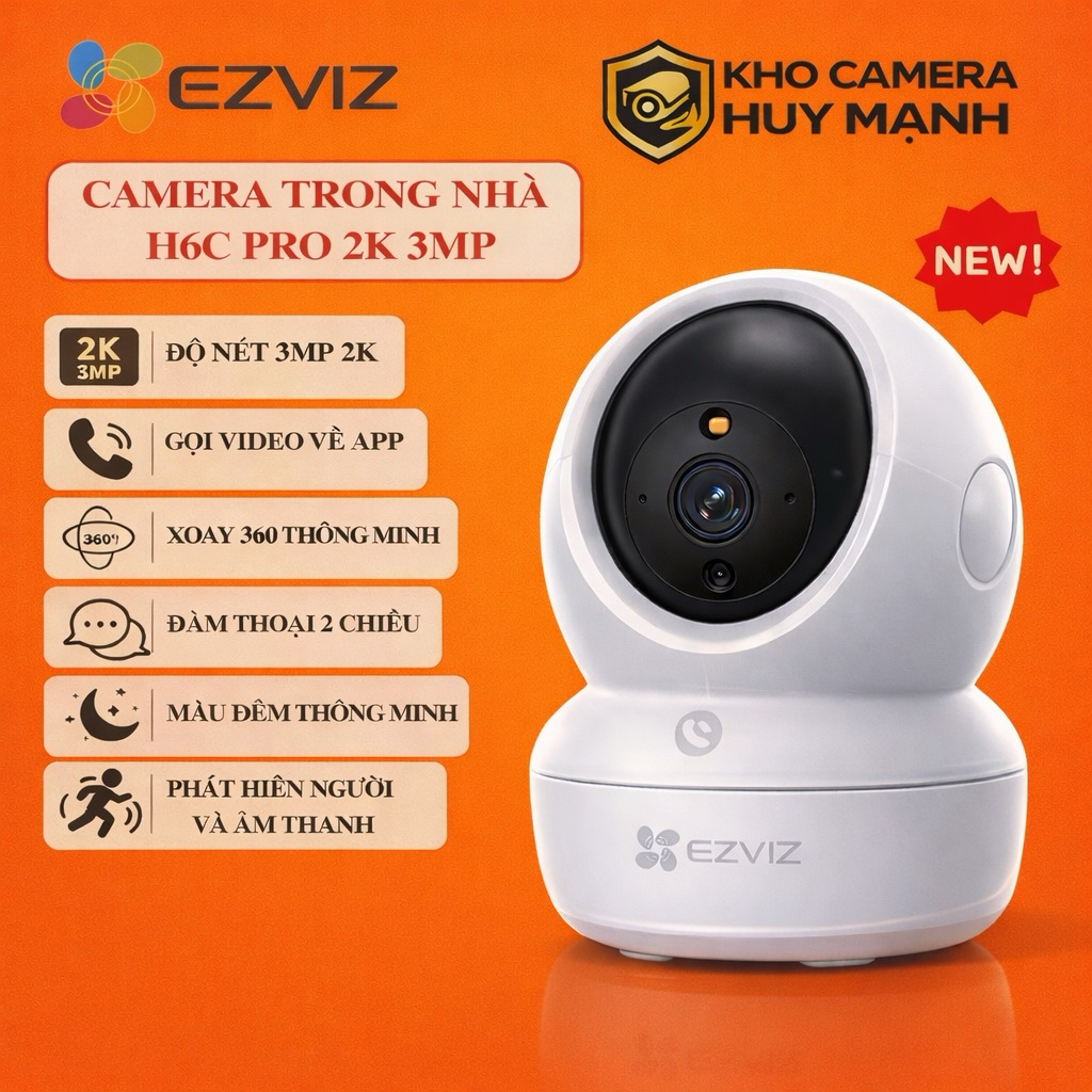 Camera EZVIZ H6C Pro 2K – Camera Trong Nhà 2K Siêu Nét, Quan Sát Từ Xa, Có Màu Ban Đêm
