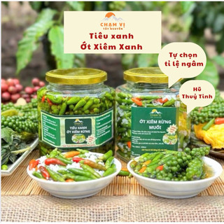 [Hũ thuỷ tinh 500ml] Tiêu Xanh-Ớt Xiêm Ngâm Nhà Chạm Vị Tây Nguyên. Siêu thơm,siêu cay,siêu giòn.