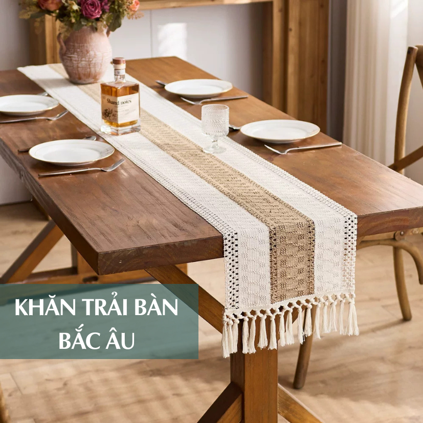 Khăn Trải Bàn Runner, Khăn Trải Bàn Decor, Khăn Trải Bàn Ăn Gia Đình, Phong Cách Bắc Âu, Decor Quán 