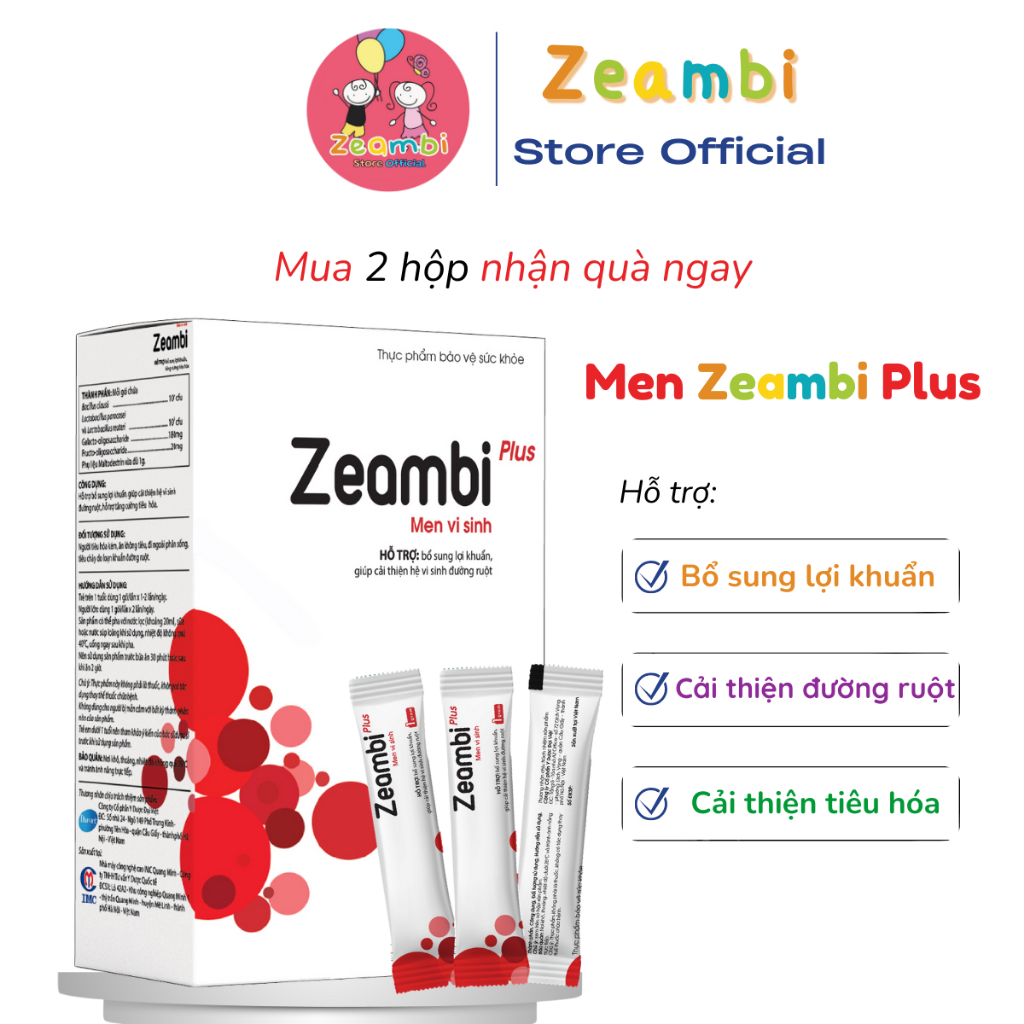 Men vi sinh Zeambi Plus, Công nghệ bao kép, Hộp 30 gói - Bổ sung lợi khuẩn cao cấp