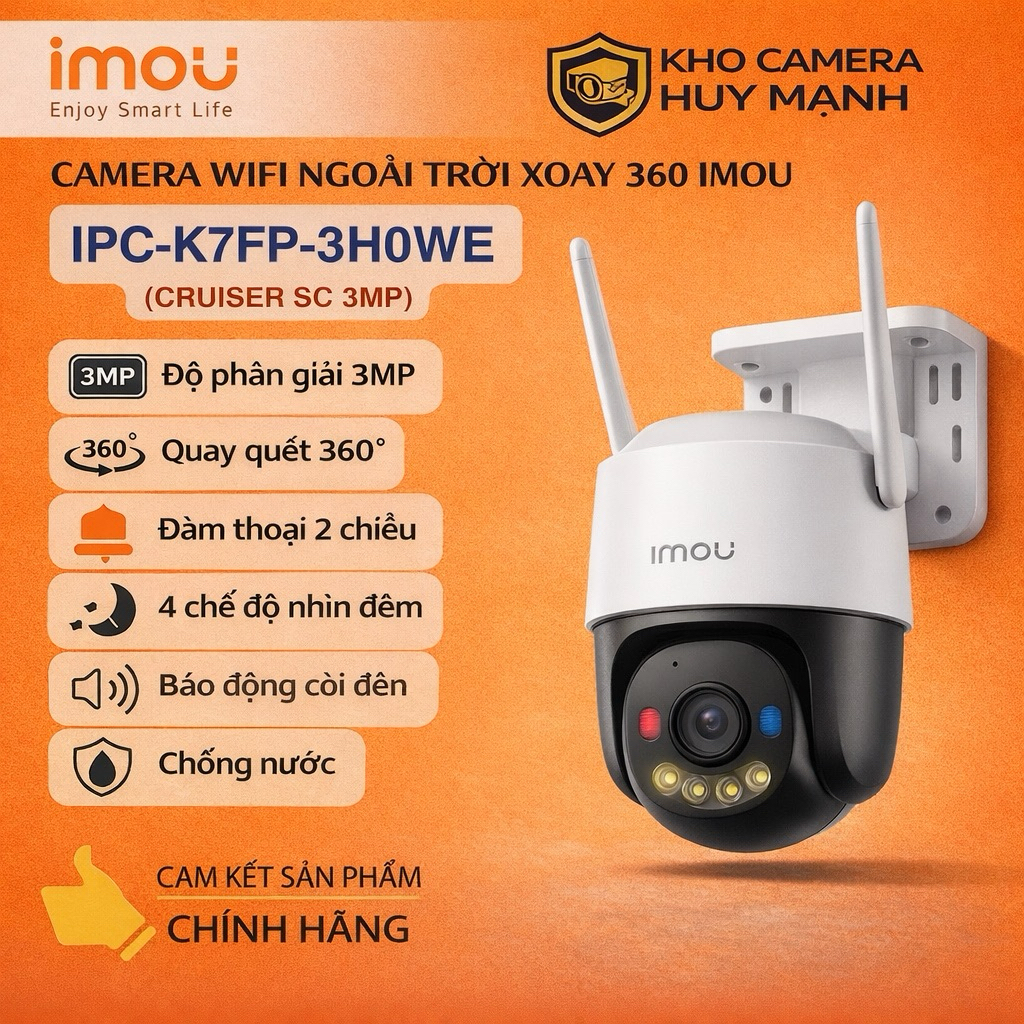 Camera Wifi iMOU báo động xanh đỏ Cruiser SC 2K 3MP (IPC-K7FP-3H0WE), quay quét 360 độ Mã SP: IPC-K7