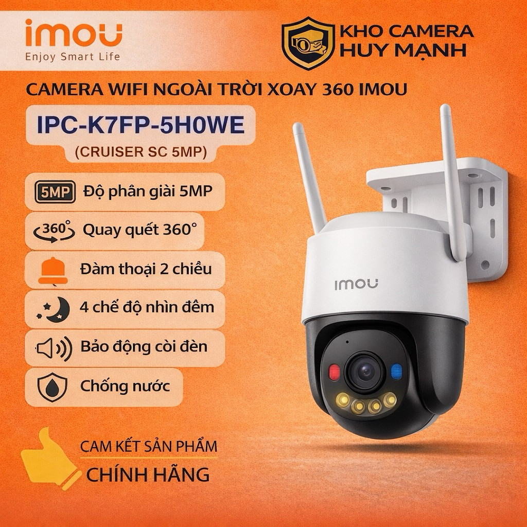Bộ camera wifi 5mp báo động còi hú, đèn chớp IMOU Cruiser SC 3K 5MP (IPC-K7FP-5H0WE)