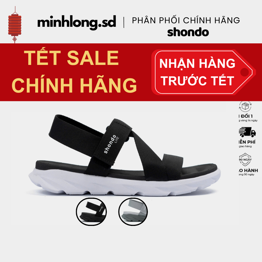 Giày sandal Shondo Nam Nữ Quai Liền SHONDO LITE siêu nhẹ, bền, sandal học sinh Chính hãng