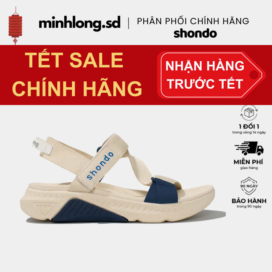 Giày Sandals Nam Nữ Shondo F7 Racing Be mơ Phối Xanh Dương F7R2530