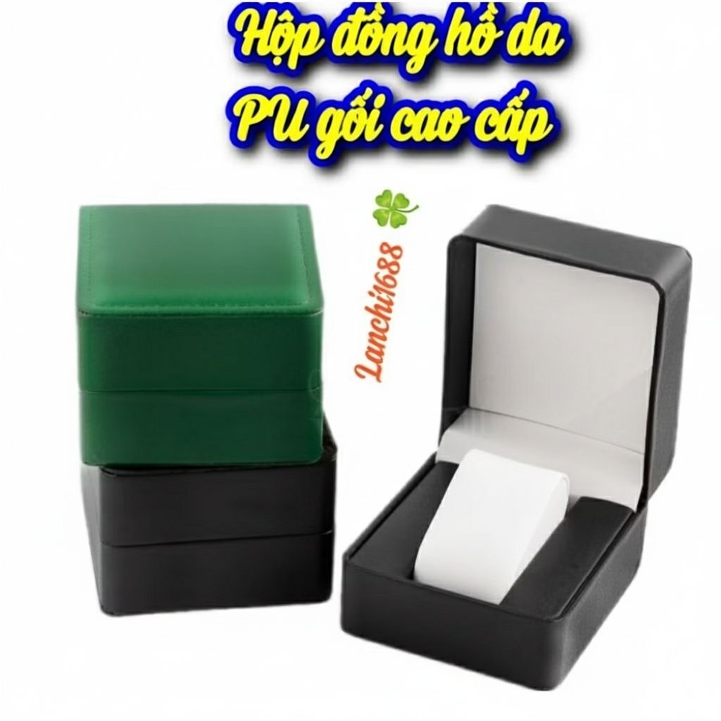 Mẫu mới Hộp đồng hồ da PU có gối da cao cấp y hình,hộp đựng đồng hồ gối nhựa phủ da
