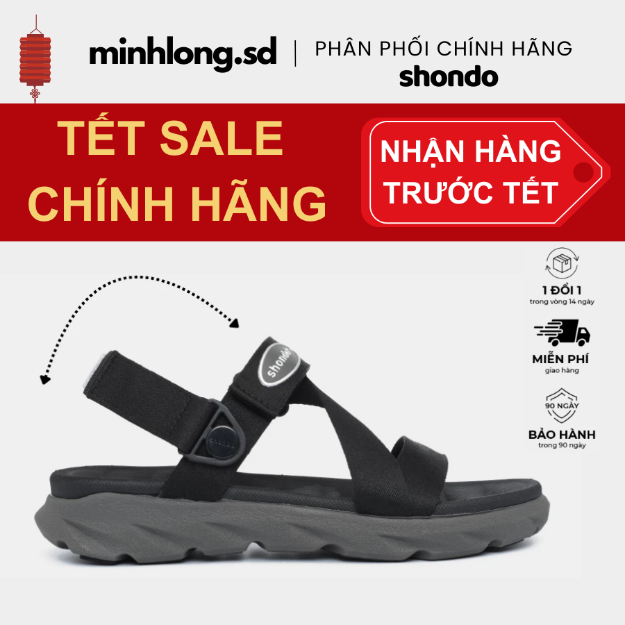 Giày Sandal Nam Nữ F6S Thoải Mái, Nhẹ Êm Xoay Shondo XÁM ĐEN F6S1212