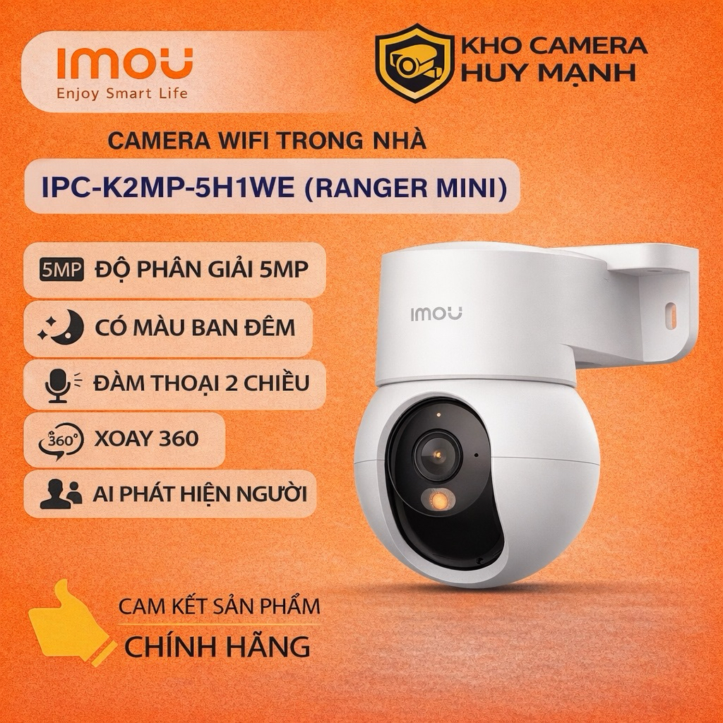 Bộ camera wifi IMOU có màu ban đêm, đàm thoại, xoay mã IPC-K2MP-5H1WE