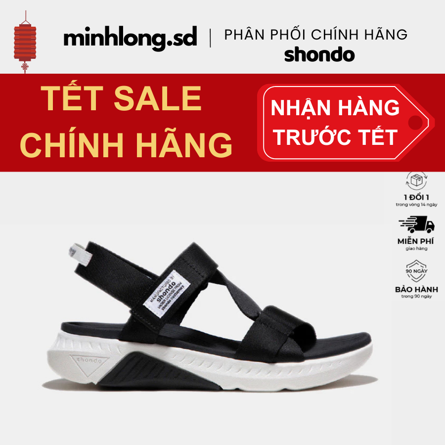 Giày Shondo Sandals F7 Racing F7R0010 đế trắng phối đen quai đen