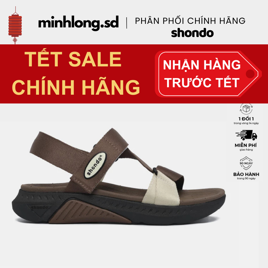 Giày Sandal Nam Nữ F7 Racing Êm Nhẹ Màu Nâu Shondo F7R1099