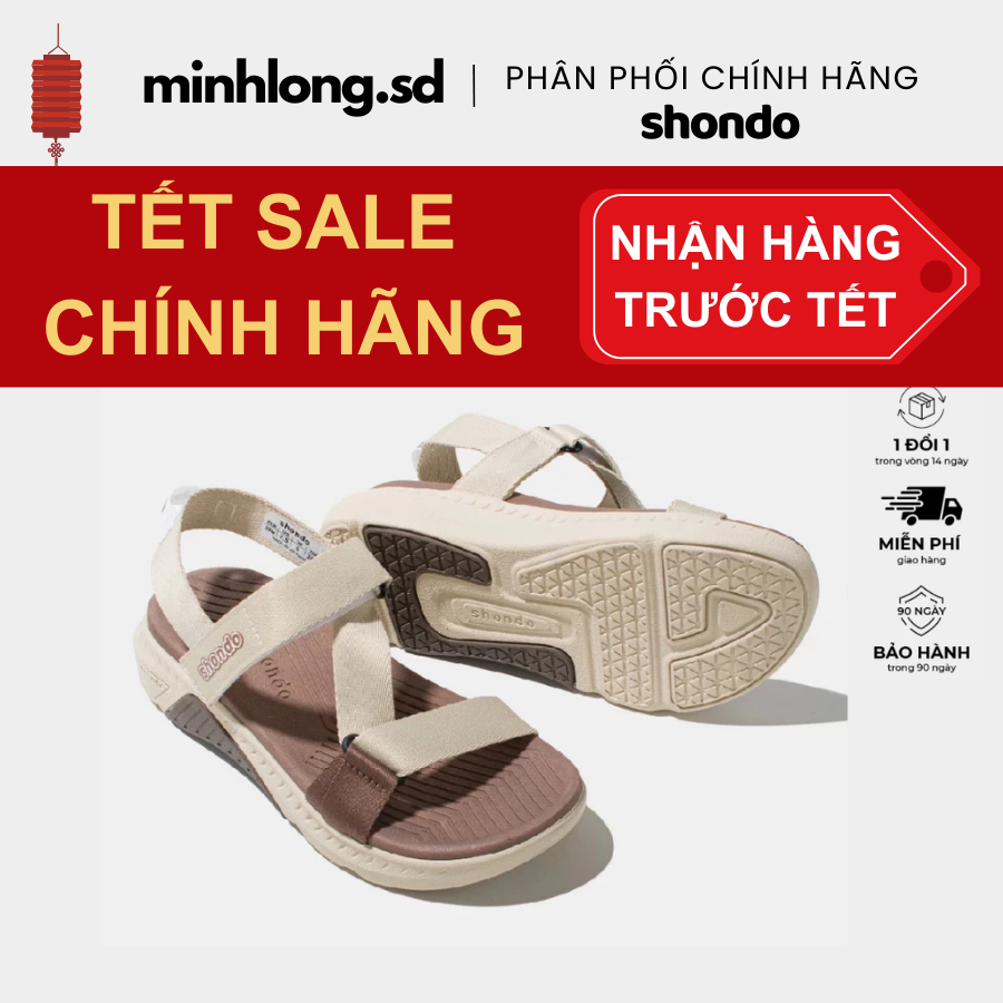 Giày Sandals Nam Nữ Shondo F7 Racing Be Phối Nâu F7R2595