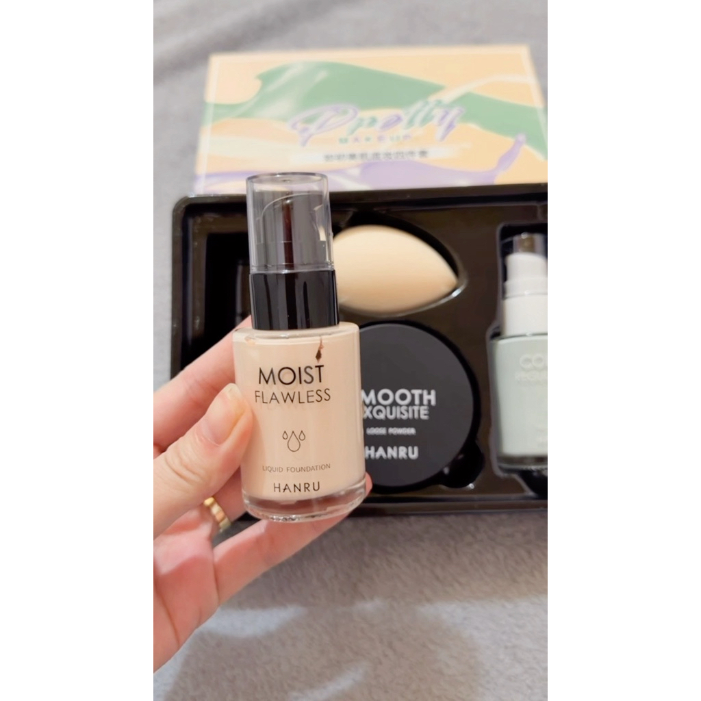 Bộ sản phẩm kem nền trang điểm HANRU gồm 4 món đa năng tiện dụng - Makeup
