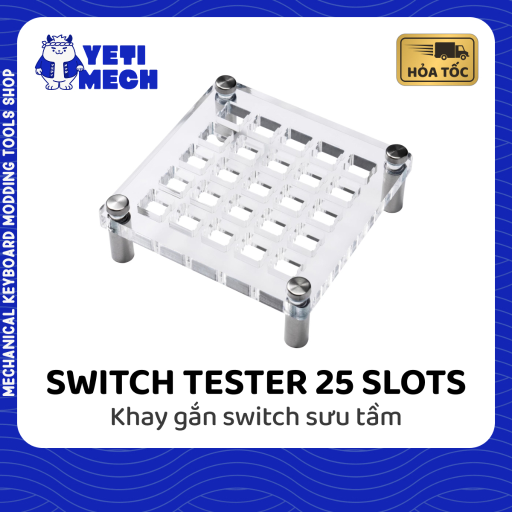 Switch tester Khay test switch mica chân inox | Khay test switch | Yeti Mech