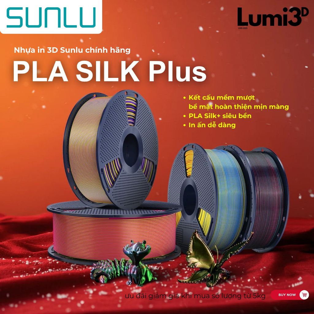 SUNLU PLA SILK Plus nhựa in 3D SUNLU Filament [ Kèm khay nhiệt độ cao ] máy in 3D H2C/H2D/X1C/P1S/H2