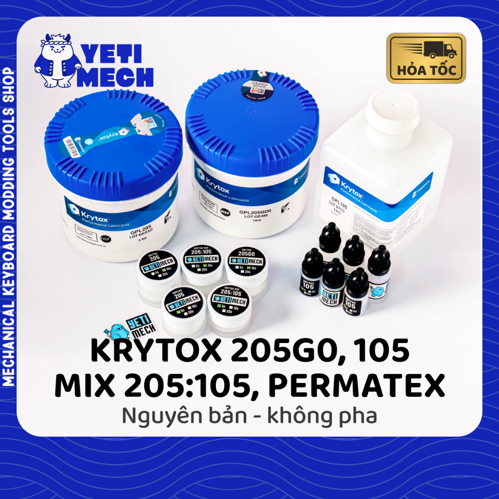 [Tặng cọ] Mỡ Dầu Krytox GPL 205g0 Mix 105 Permatex 22058 Chuyên Lube Switch Stab Phím Cơ | Yeti Mech