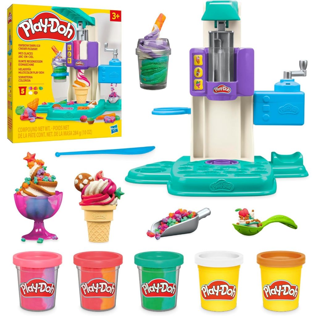 🍦 BỘ ĐỒ CHƠI ĐẤT NẶN PLAY-DOH MÁY LÀM KEM CẦU VỒNG 🍦