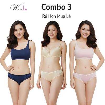 Combo 3 quần lót thun lạnh dày WANNABE quần chíp nữ ống quần viền ren rẻ đẹp bền từng chi tiết QLT15
