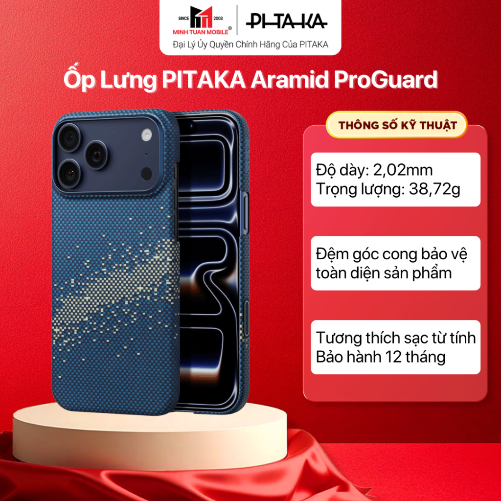 Ốp lưng 17 Pro Max PITAKA Aramid Proguard - Bảo hành chính hãng 12 tháng