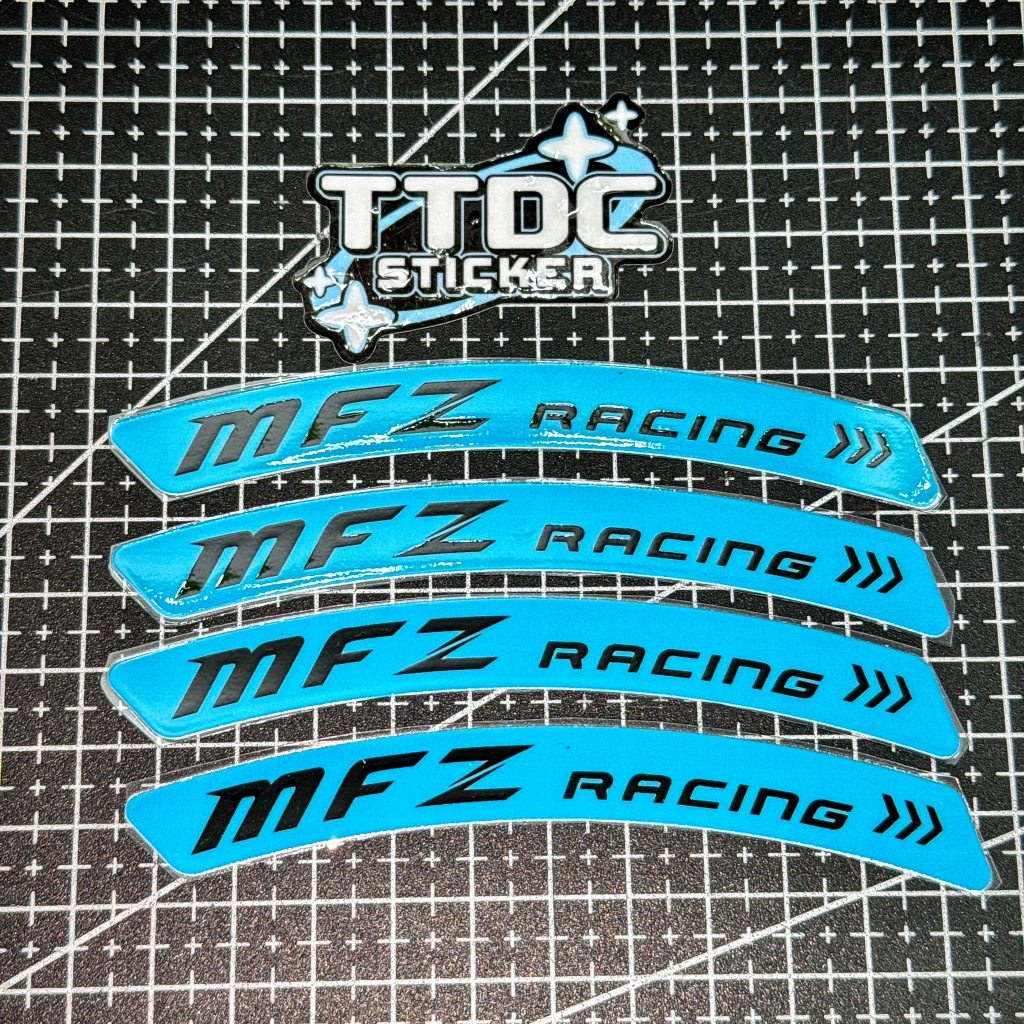 Bộ 4 Tem dán bánh mâm xe CNC MFZ Racing dán mâm xe