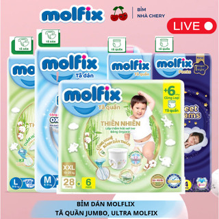 Tã/bỉm Quần dán MOLFIX ORGANIC ultra jumbo  thiên nhiên bằng bông size  M40+6 / L36+6 / XL34+6 / XXL30+6 / XXX24+6