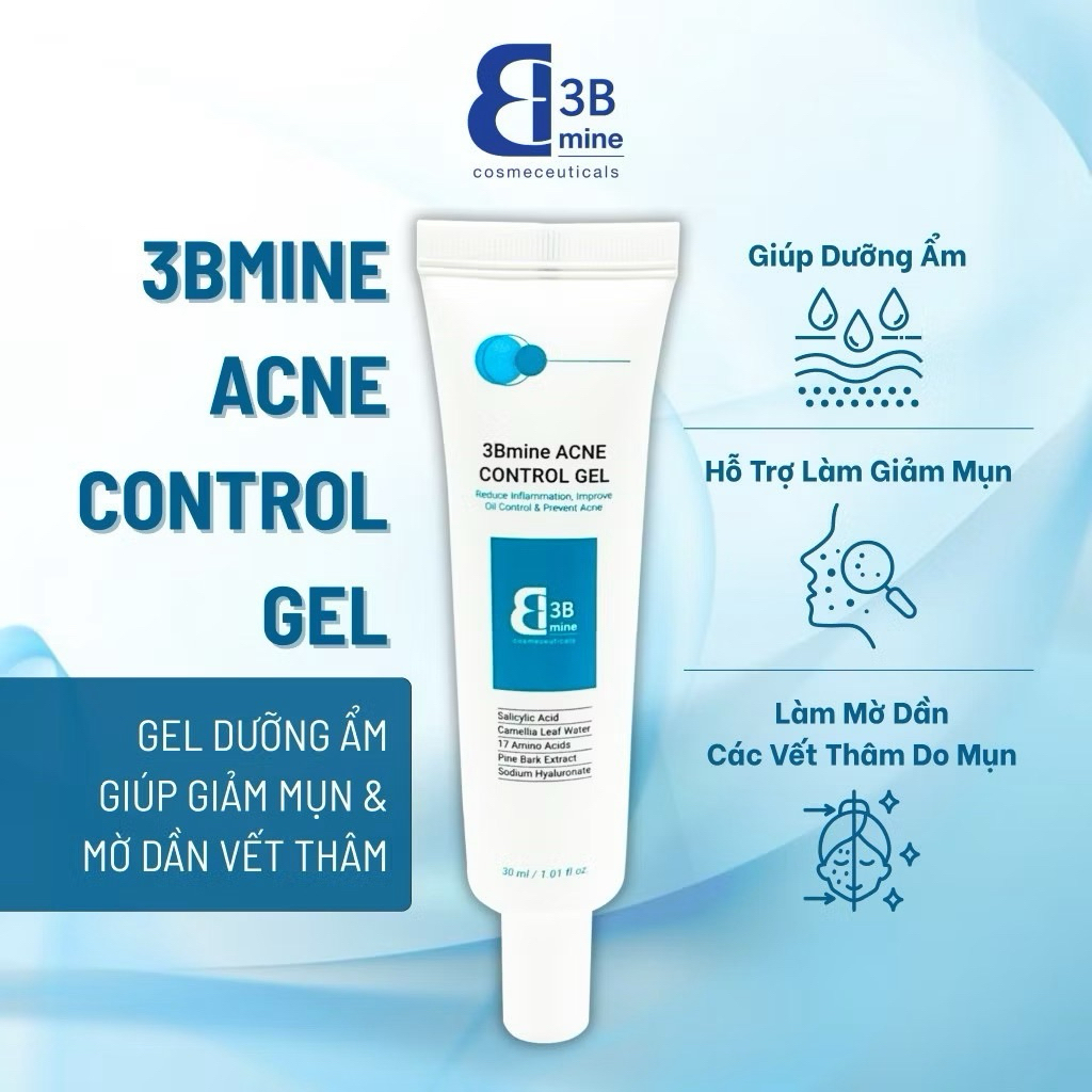 Gel Dưỡng 3Bmine Acne Control Gel Kiểm Soát, Giảm Mụn, Giảm Thâm Dành Cho Da Mụn 30ML 3B02