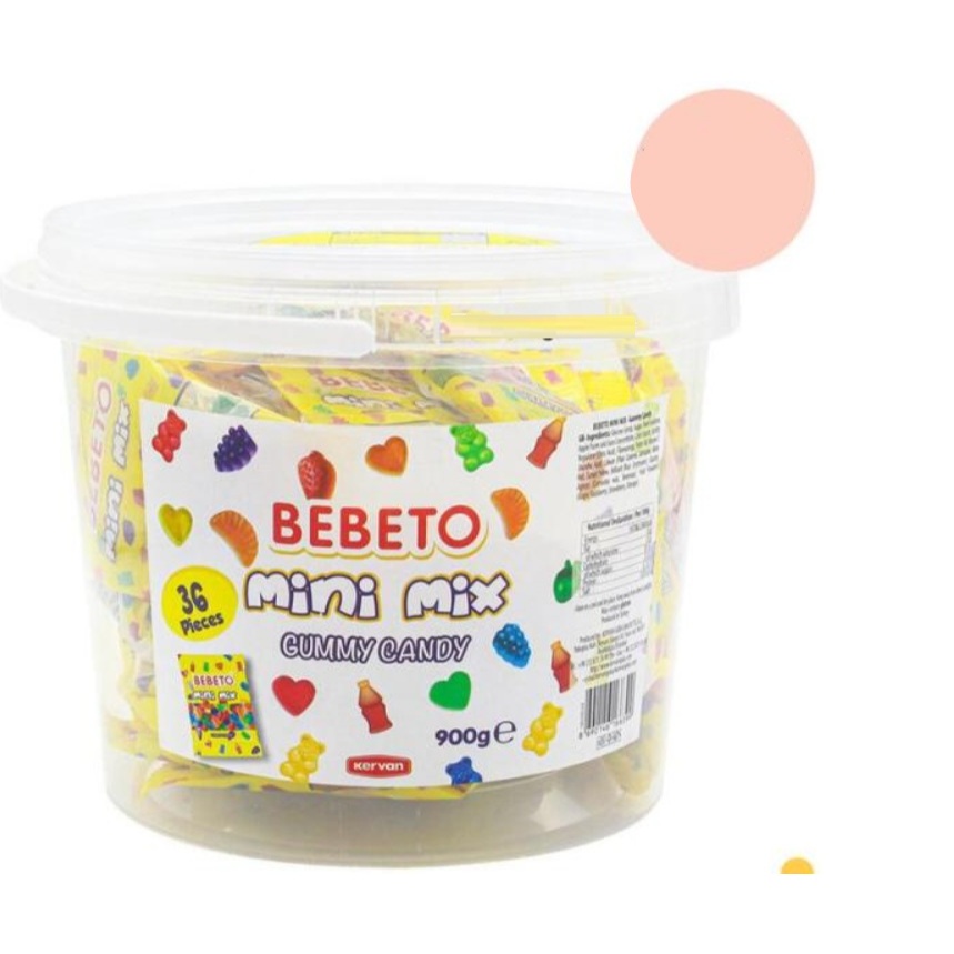 (900g) hộp kẹo dẻo Bebeto Mini Mix 36 gói Thổ Nhĩ Kỳ