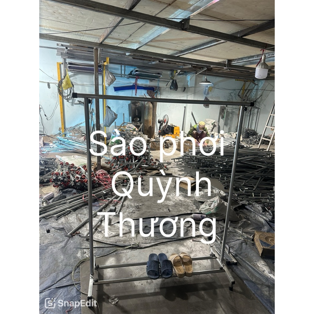 [mẫu mới CT] Sào treo quần áo có chân để giày dép sắt mạ kẽm chiếc chân trơn -kích thước cao 1m30x1m20x39cm
