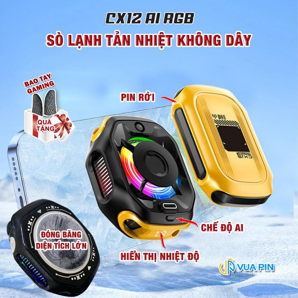 Tản nhiệt điện thoại X122 Pro / X12 Plus / CX12 sò lạnh không dây từ tính Led RGB Gaming thế hệ mới 