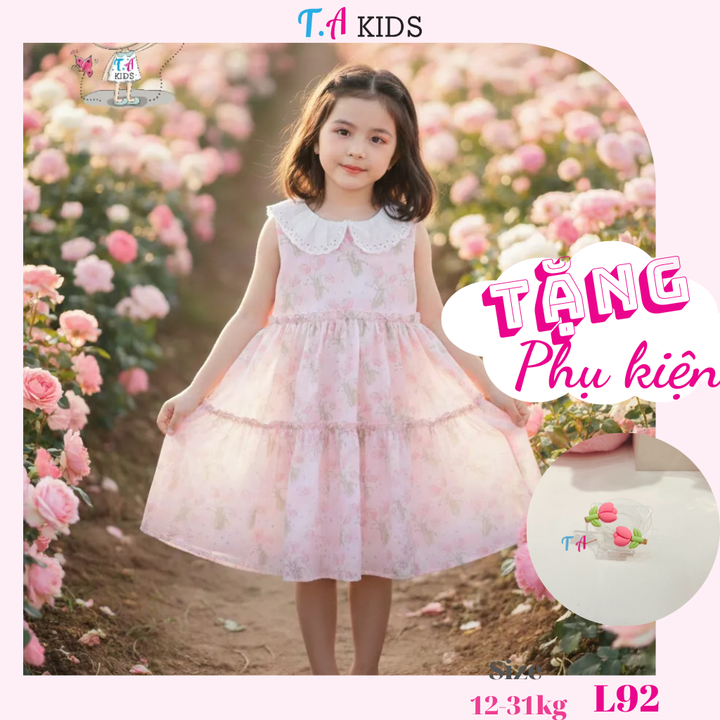 Váy hoa tulip hồng 12-31kg T.A Kids L92