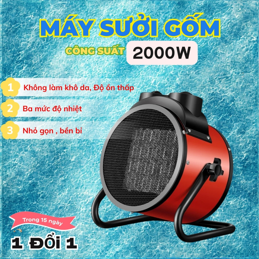 Quạt Sưởi Công Suất 2000W, Máy Sưởi Để Bàn, Làm Ấm Nhanh, Chống Quá Nhiệt, Kết Cấu Kim Loại Chắc Chắn, Hoạt Động Bền Bỉ