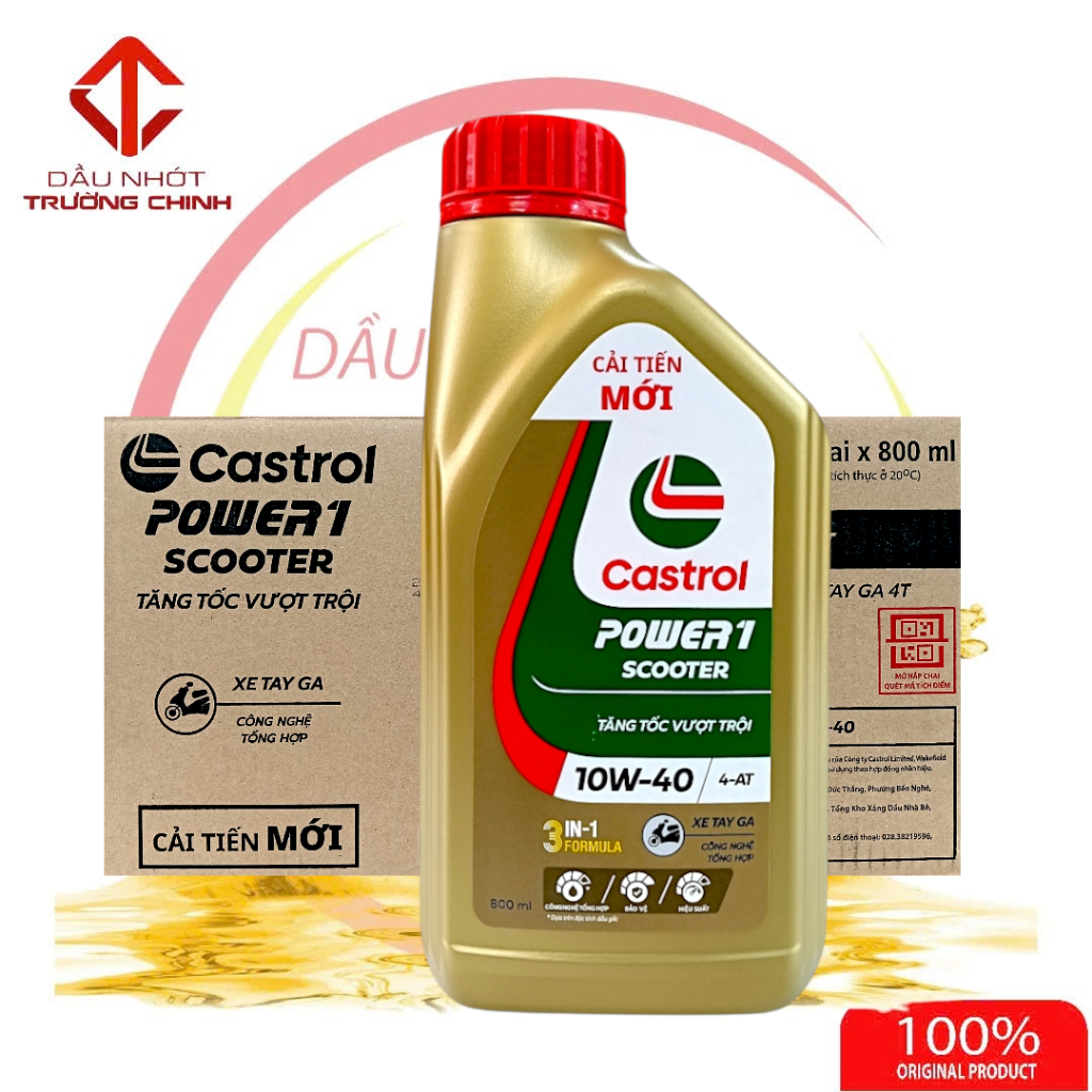 Thùng Nhớt Castrol Power 1 Scooter 10W40 dành cho xe ga hàng chính hãng