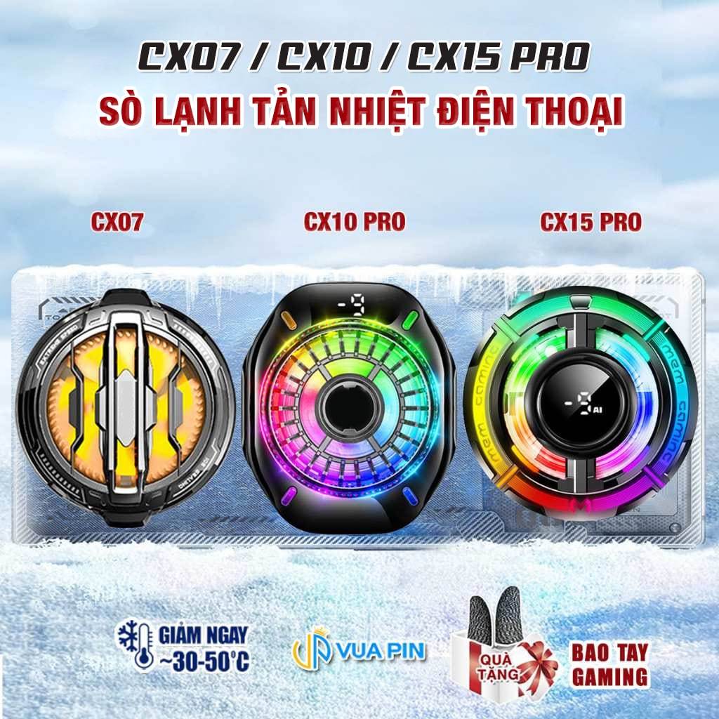 Quạt tản nhiệt sò lạnh điện thoại CX07 CX10 CX12 CX15 CX17 Pro AI Led RGB quạt hỗ trợ livestream