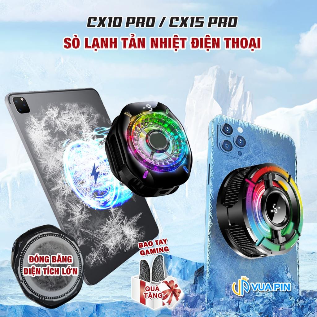 Quạt tản nhiệt điện thoại sò lạnh CX07 / CX10 / CX12 / CX15 / CX17 / CX19 màn hình hiển thị nhiệt độ