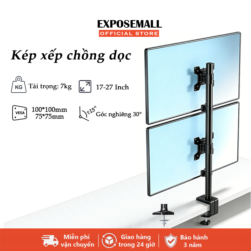 Giá Treo Hai Màn Hình Kẹp Bàn EXPOSE YZ-17 17-27Inch Xoay 360 Tay Treo Hai Màn Hình Máy Tính Xếp Màn Trên / Dướ | BigBuy360 - bigbuy360.vn