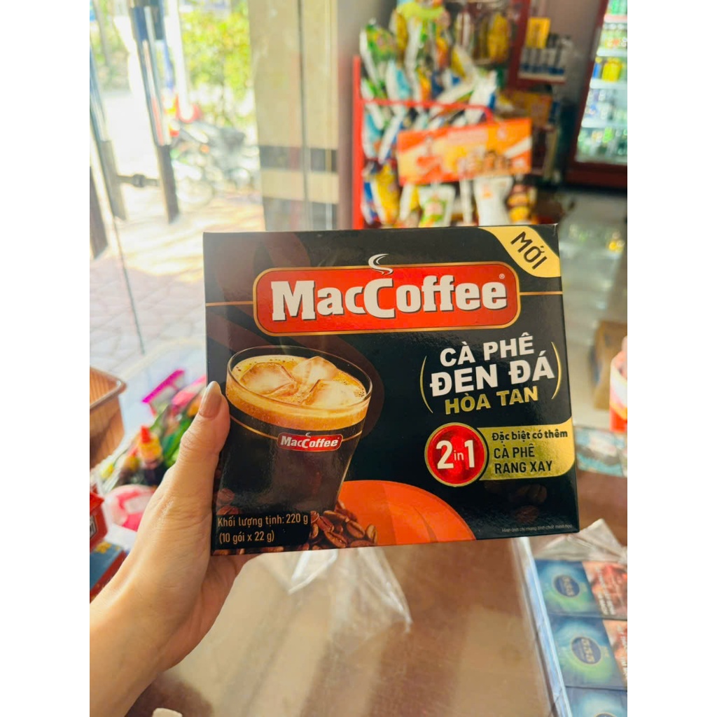 Cà Phê Maccoffee Đen Đá 2in1 Hộp 10 Gói 22G