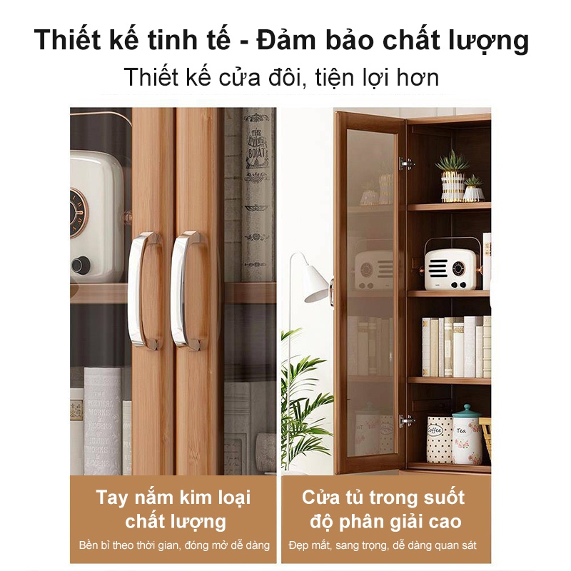 Kệ Sách Tre Thân Thiên 2 Cửa Kính Long Lanh 2 Ngăn Kéo Đổi Lưu Trữ Tiết Kiệm Không Gian 80x30x160cm | BigBuy360 - bigbuy360.vn