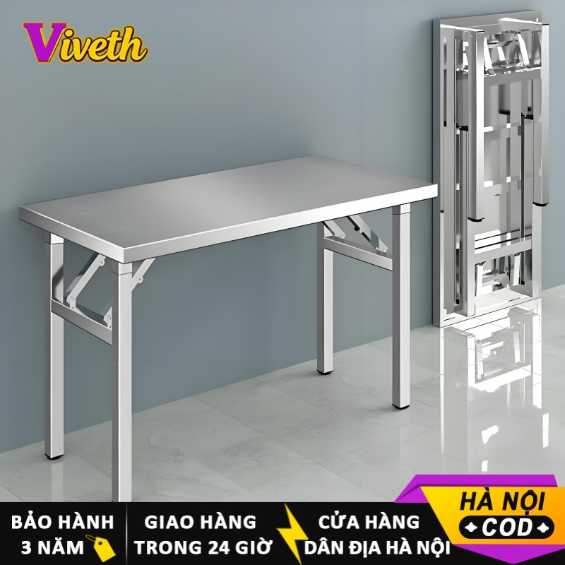 【Hà Nội giao nhanh】Bàn Inox xếp gọn tiện lợi cho quán ăn quán nhậu bàn ăn inox chữ nhật gấp gọn bàn 