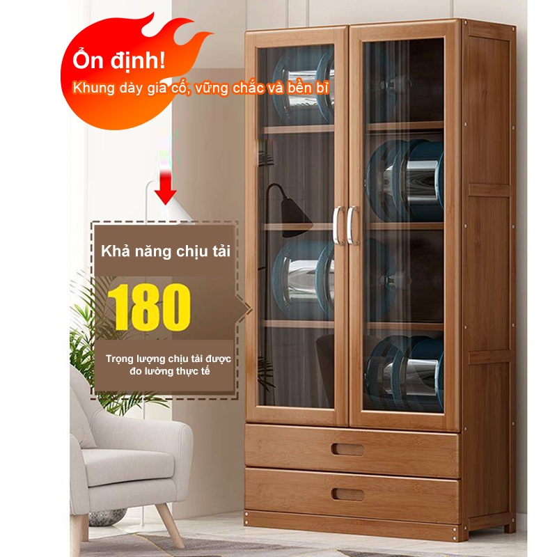 Kệ Sách Tre Thân Thiên 2 Cửa Kính Long Lanh 2 Ngăn Kéo Đổi Lưu Trữ Tiết Kiệm Không Gian 80x30x160cm | BigBuy360 - bigbuy360.vn