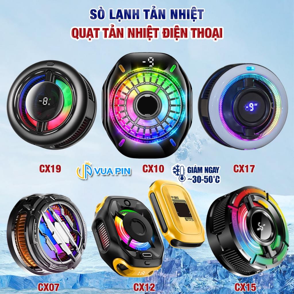 Quạt tản nhiệt sò lạnh điện thoại máy tính bảng CX07 / CX10 Pro / CX12 / CX15 / CX17 / CX19 Led RGB 