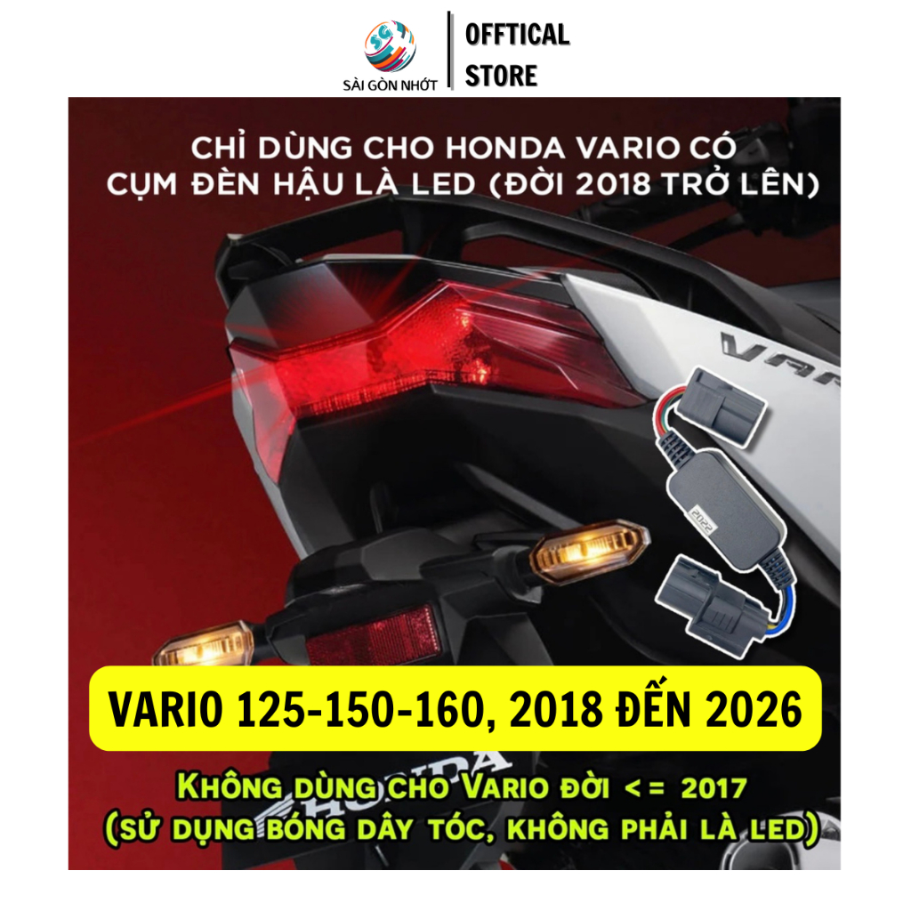 MẠCH STOP F1 Đèn Hậu Nháy Xe Honda VARIO 125 150 160 2018 đến 2026, Nhiều Chế Độ Chớp, Gắn Trực Tiếp