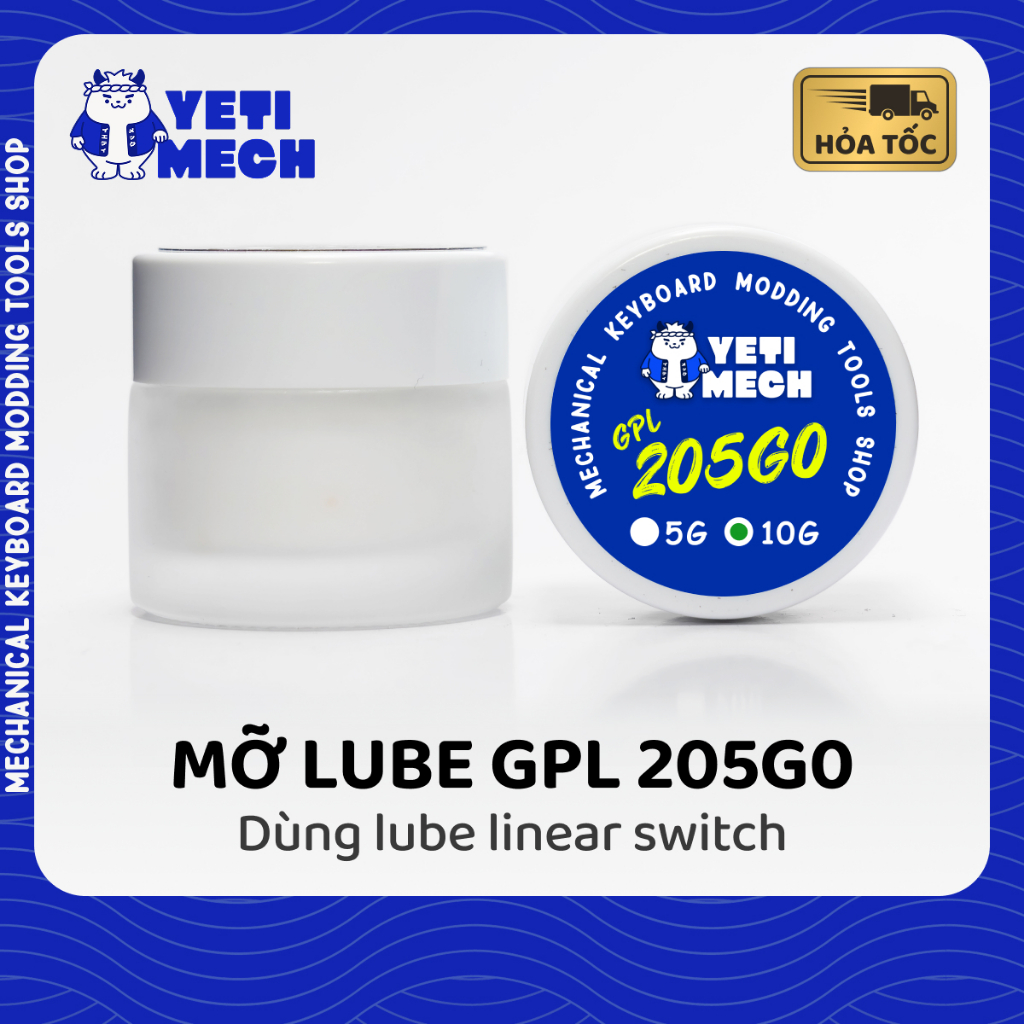 [Tặng cọ] Mỡ Krytox GPL 205G0 Mỡ Lube Switch Bàn Phím Cơ, Mỡ 205G0 Bôi Trơn Switch | Yeti Mech