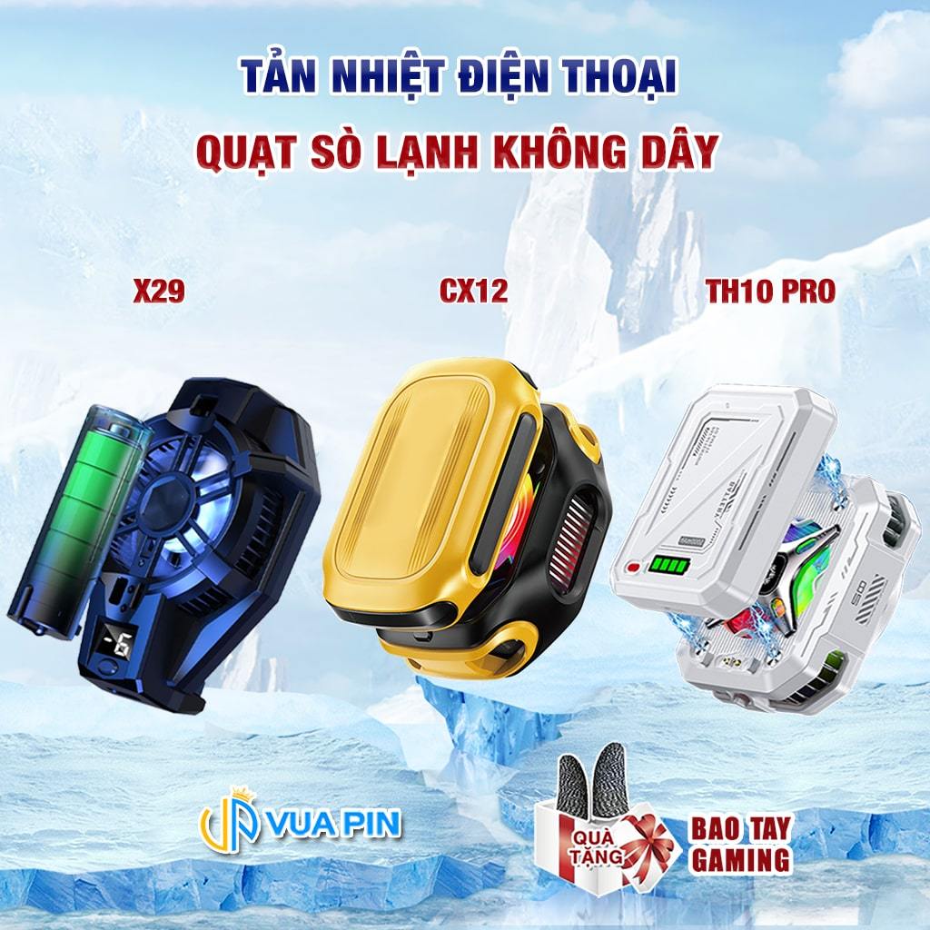 Quạt tản nhiệt điện thoại sò lạnh không dây CX12 / X29 / TH10 Pro pin sạc 5000mAh giảm nhiệt nhanh