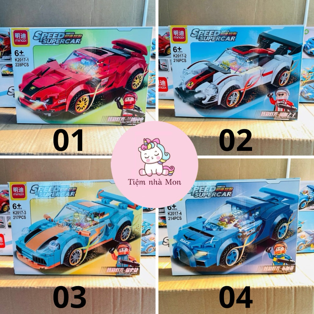 Đồ Chơi Lắp Ghép Xe Đua K2017 Speed Supercar – Mô Hình Lắp Ráp 4 Mẫu, 200+ Chi Tiết, Cho Bé 6+
