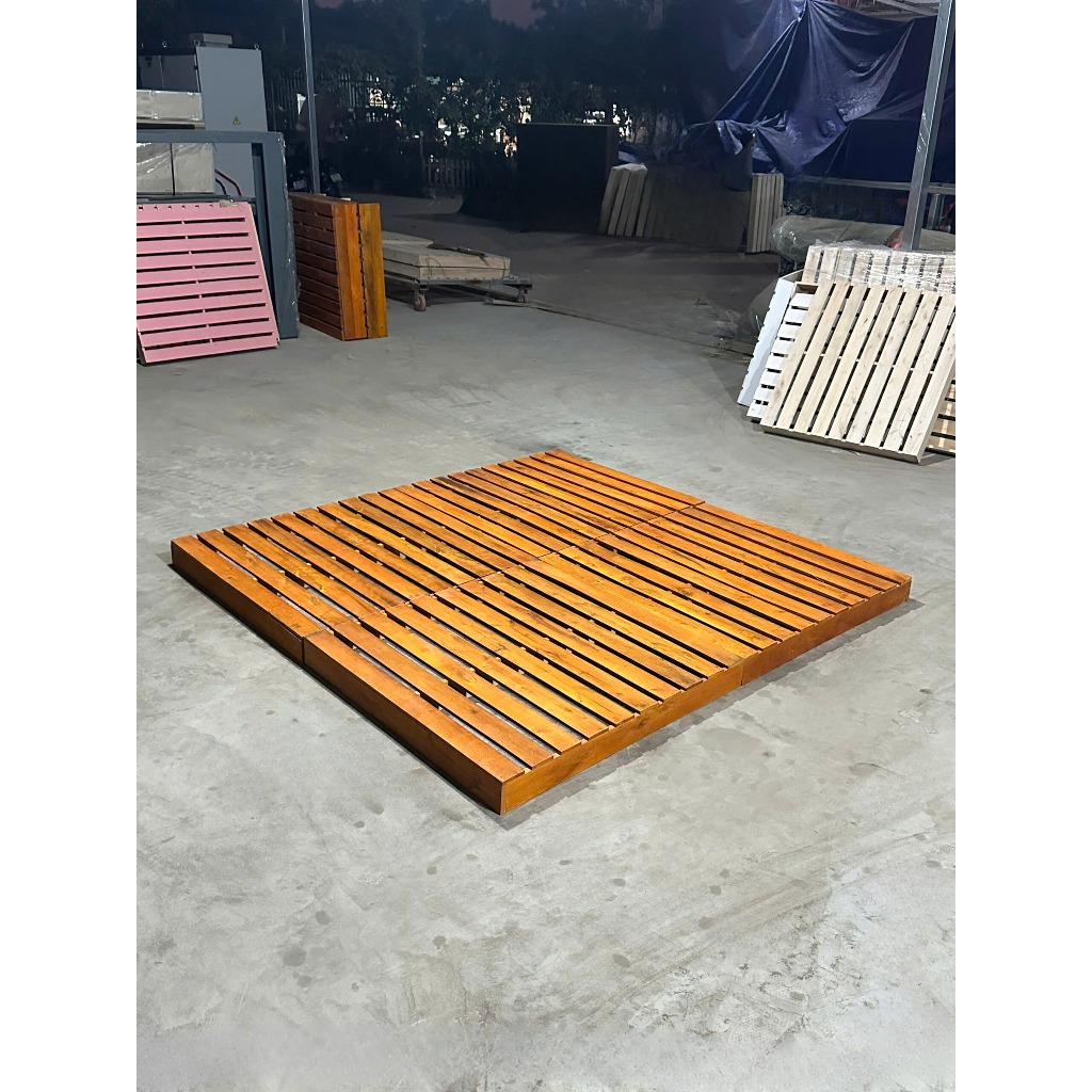 Giường ngủ Pallet Gỗ Thông Nhập Khẩu Cao Cấp | BẢO HÀNH TRỌN ĐỜI| Cao 10cm - Nan 9-10cm đầy đủ kích 