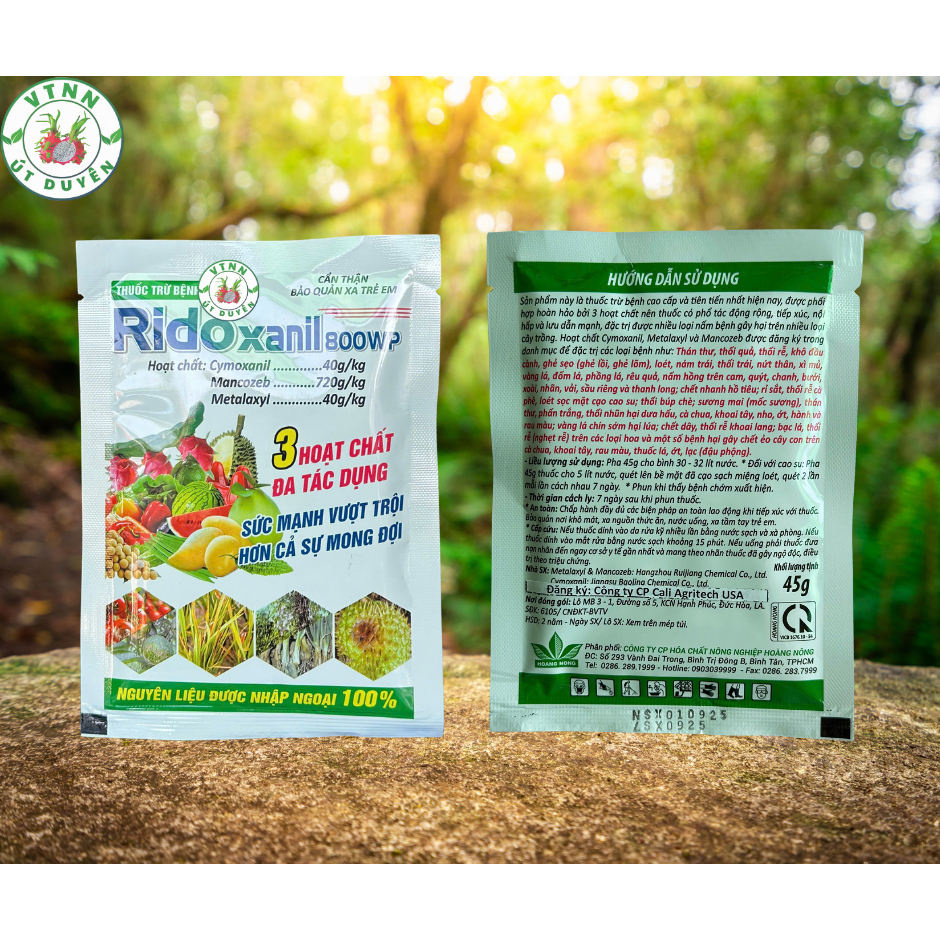 Ridoxanil 800WP Ngừa Thối Rễ, Sương Mai, Nứt Thân, Xì Mủ Gói 45Gr