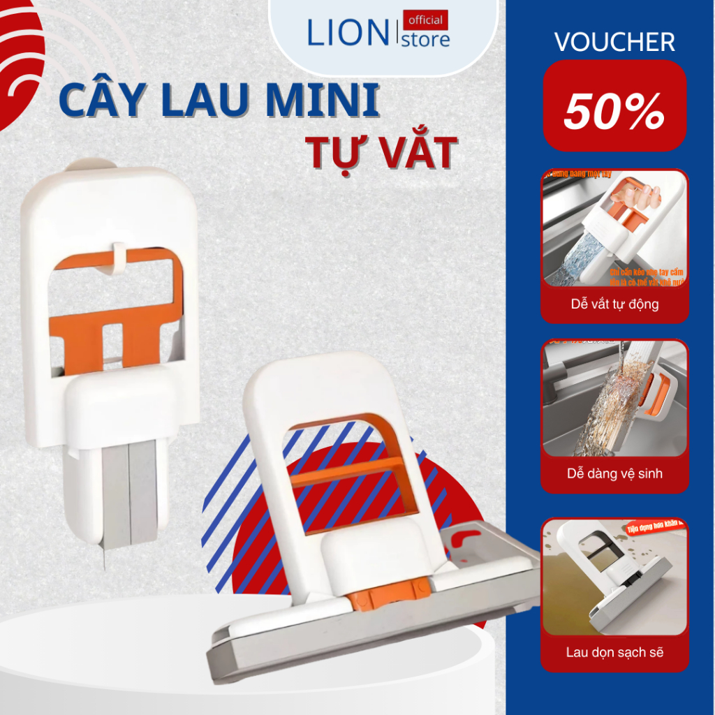 [𝐠𝐢𝐚𝐝𝐮𝐧𝐠𝐋𝐈𝐎𝐍] Cây Vắt Lau Nhà Mini Đa Năng Đầu Bọt Biển Thấm Hút Siêu Mạnh – Gọn Nhẹ, Lau Sạch Mọi B